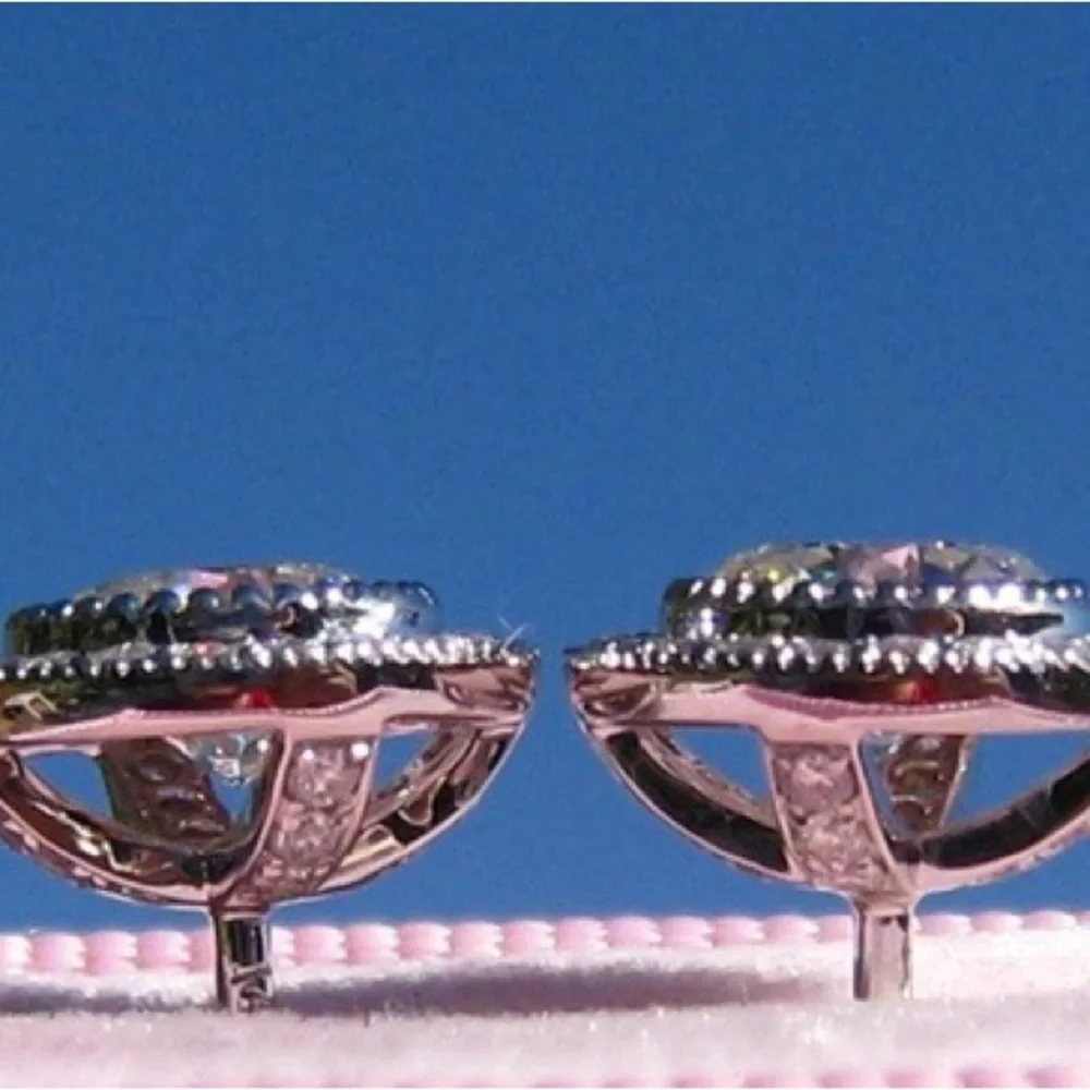 Stud Earrings Inlaid Round Cut Zircon Minimalist Sparkly Ear Jewelry Accessories